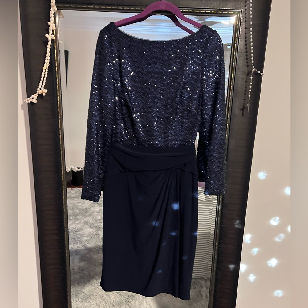 Elegant Navy Sequin Dress